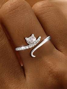 1pc Glamorous Cubic Zirconia Ring, Suitable For Teenage Girls, Great For Birthday, Anniversary, Party Accessory - 1# - View 8