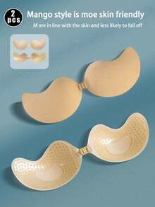 2/1 Pair Strapless Invisible Self-Adhesive Low-Cut Lift Bra Backless Sticky Bra - Multicolor - View 29