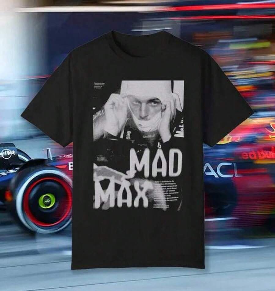Sommar Casual Ren Bomull Dam T-shirt Vintage Mad Max T-shirt - Formel 1 - Racing T-shirt - Max Verstappen - - Grafisk T-shirt dam t-shirts - Svart - Visa 1
