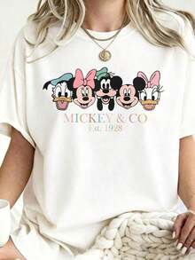 Including Disney Fashion Prints, Summer T-Shirts, MICKEY Prints, Suitable For Daily Wear, Easy To Wear In Summer, Micro-Elastic, Soft Round Neck Casual Daily Tops, Including Disney Fashion Prints, Round Neck Summer Sweatshirts, For Both Men And Women, Holiday Gifts.--Disneys Disneyland Paris The Magic Kingdom Disneyesque The House Of Mouse Mickey Mouse Empire Modest Summer Outfits Take That T Shirt Summer Coord Tops For Women Summer Summer Clothes Women Summer Clothes Summer Tops Summer Tops Women Summer Co Ord Summer Top Summer Outfits White Top Black Top Holiday Outfits For Women  Tops For Women Summer Holiday Gifts Valentine's Day Gifts Earth Day Gifts Oktoberfest Gifts Summer Bank Holiday GiftsDisneyDisney - trắng - Xem 6