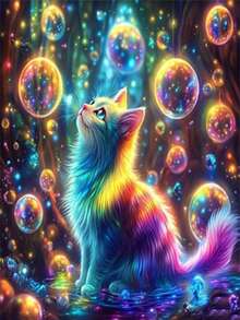 1 Set Of 20-30-40 Sizes Frameless Diamond Painting 5D DIY Kits, Dreamlike Bubble & Cat Space Decor, Surprise Gift - Multicolor - View 24