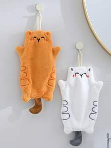 2pcs/1pc Cute Cat Hanging Hand Towel, Highly Absorbent, Easy To Clean, Suitable For Kitchen And Bathroom, Creative Decorative Towel, Cute Home Gift - Multicolor - View 5