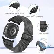 Correas Deportivas Compatibles con  Galaxy Watch Ultra de 47 mm, Correas de Repuesto de Nailon Elástico Ajustable para Hombres y Mujeres - Negro + Beige - Ver 4