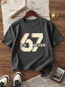 3pcs/Set Boys' Casual Outfit, Hip Hop Style Number Print Round Neck Top Set, Street Cool Cartoon Bear & Graffiti Design, Versatile Daily Wear Kids Clothing - Dark Grey - View 4