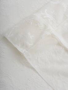 1pc White Peony With Ruffle Edge Curtain Panel, French Chic Romantic Ruffle Edge Curtain Suitable For Bay Window, Living Room, Bedroom, Office, Kitchen, Study - White - View 10
