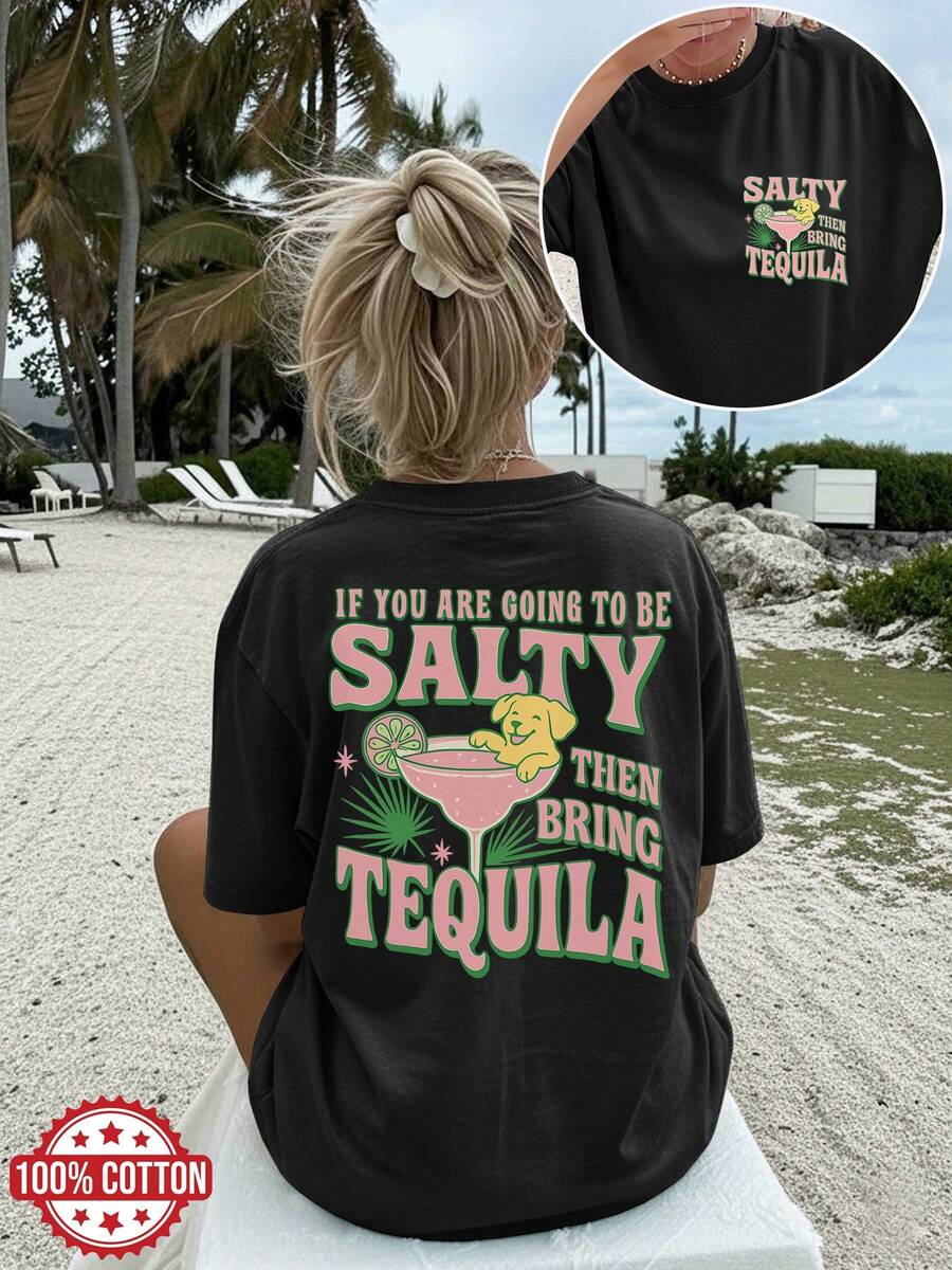 Camiseta de mujer para primavera y verano - Negro - Ver 1