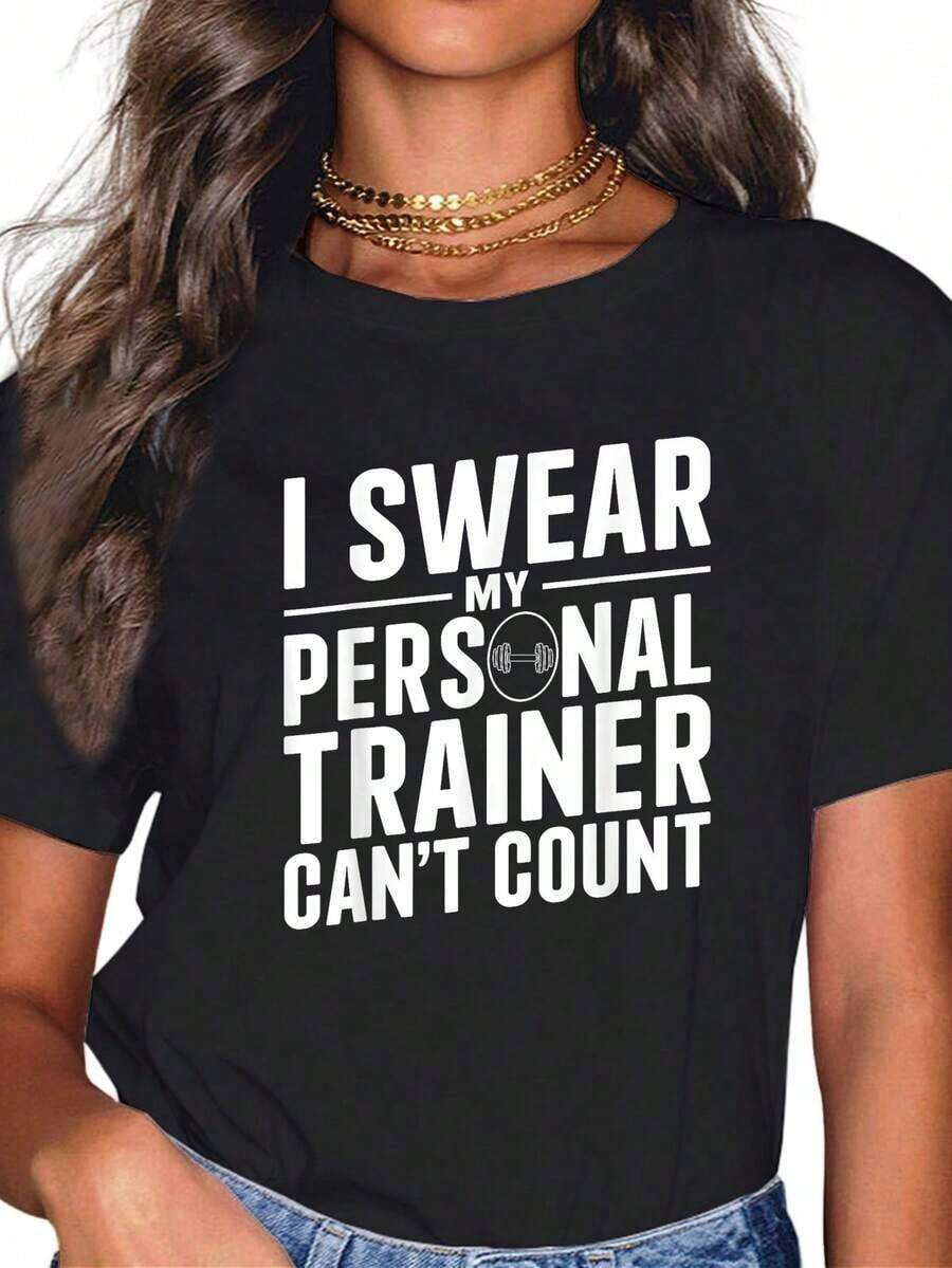 Juro que mi entrenador personal no sabe contar - Camiseta divertida para el gimnasio - Rosa - Ver 1