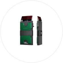 Slim Card Holder Wallet For Men, Minimalist RFID Blocking Wallet With Pop-Up Function, Ultra-Thin Design, Metal Business Card Cases Holds 6+6 Cards, Gifts For Men, Men's Accessories - 森林綠 - 查看 1
