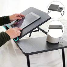 Klappbarer Laptop-Betttisch, höhenverstellbarer Laptoptisch mit Becherhalter und Tablet-Ablage - Groß - Übersicht 2
