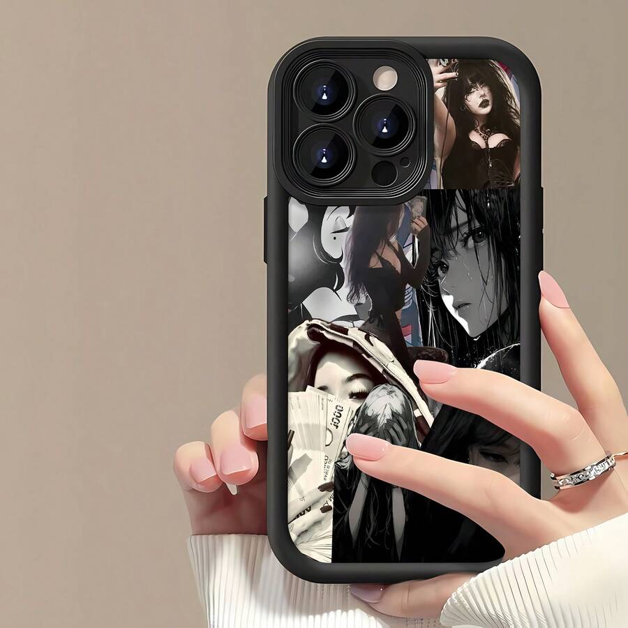 Black Gothic Selfie Collage Phone Case By . Compatible With Apple, , , And Honor Phones. Made Of TPU Silicone, They Offer Protection Against Bumps And Drops. Great Gifts For Mom. - 黑色 - 查看 1