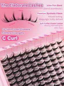 Himirell 120 Stücke Wimpernbüschel C-Locken Manga Wimpern MIX 10-18mm Fairy Wimpernbüschel Verwischte natürliche Wimpern Weich und bequem DIY Büschel Einzelne Falsche Wimpern Flauschig und unordentlich perfekt für den täglichen Gebrauch Musikfestival Hochzeit Party Reise Urlaub Konzert Date Night Make-up - C - Übersicht 4