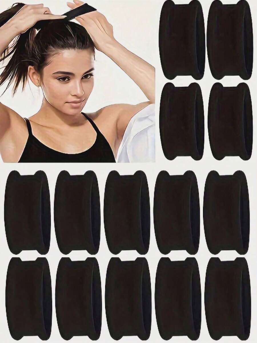 1/20PCS Dây buộc tóc đen thanh lịch cho nữ - Dây buộc tóc đuôi ngựa dày thân thiện với tóc, không đường may, đàn hồi, chống trượt, mềm mại và thoải mái, phụ kiện tóc nữ màu cổ điển cho mọi loại tóc, phù hợp cho phong cách hàng ngày và đi học, dây chun buộc tóc Scrunchie - màu đen - Xem 1