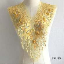 1pc Heavily Beaded Lace Embroidered Floral Applique, Decorative Accessory For Wedding Dress Neckline, Available In Multiple Colors - Cloth Patch - View 16