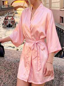 Gold Letter Robe, Suitable For Loungewear, Dresses, Women's Sleepwear, Bridal & Bridesmaid Robes, Wedding Party Attire, Wedding Ceremony & Reception Accessories, Women's Spring/Summer Bridesmaid Pajamas, Wedding Gowns, Best Friend Party Embroidered Robes, Bridal Robes, Wedding Supplies, Outdoor Weddings, Holiday Parties, Bathroom Decor, Back To School, Also An Ideal Choice For Street Fashion - Black Bridesmaid - View 5