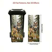 1pc Lone Wolf Themed Trash Can Sticker, Self-Adhesive Wall Paper, Suitable For Trash Can, Wall, Home Decor (14.57 X 32.28 Inches) - A - View 5