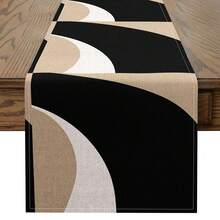 Camino de mesa de patchwork negro y marrón, camino de mesa de estilo geométrico moderno para decoración de cajones, adecuado para la decoración de la mesa de comedor en reuniones familiares - Multicolor - Ver 7
