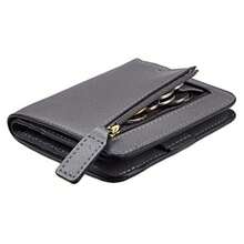 Toughergun Women's Small Slim Leather Wallet With RFID Protection, Compact Bifold Mini Purse With Clear ID Window - CH 鋼灰 - 查看 8
