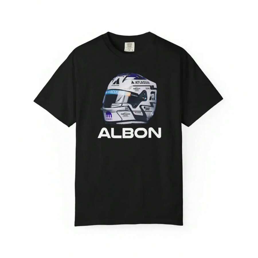 Camiseta de carreras de F1 de Alex Albon | Diseño de Deportes de Motor de Fórmula 1 - Negro - Ver 1