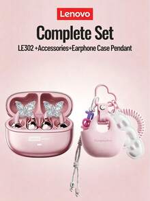 Écouteurs Bluetooth Lenovo LE302 avec décorations papillon et étui de protection, conception ouverte avec son surround, audio de haute qualité, faible latence, musique, jeux, audio directionnel, réduction de bruit ENC, appels clairs, écouteurs sans fil compatibles avec les smartphones et les ordinateurs - Voir 13