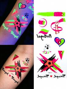 1pc Portugal World Cup Theme Tattoo Sticker, Red & Green Contrast Flag Design, Waterproof & Long-Lasting, World Cup Fan Event Support Personalized Pattern, Unisex GOAL Temporary Tattoo Sticker, Sports Party Decoration Tattoo Sticker - Multicolor - View 13