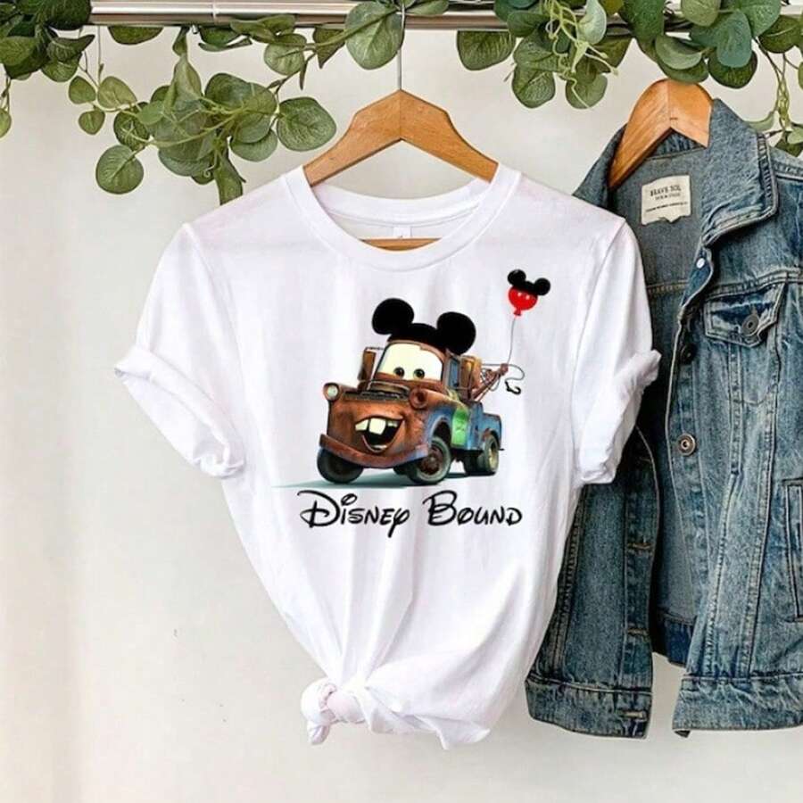 Cars Tow Mater Shirts, Lightning McQueen Shirt, Disney Cars T-Shirt, Disneyworld Trip Shirt, Mickey Ears Tee, Cars Shirt--Disneys Disneyland Paris The Magic Kingdom Disneyesque B6Holiday Gifts Valentine's Day Gifts Earth Day Gifts Oktoberfest Gifts Summer Bank Holiday Gifts - White - View 1