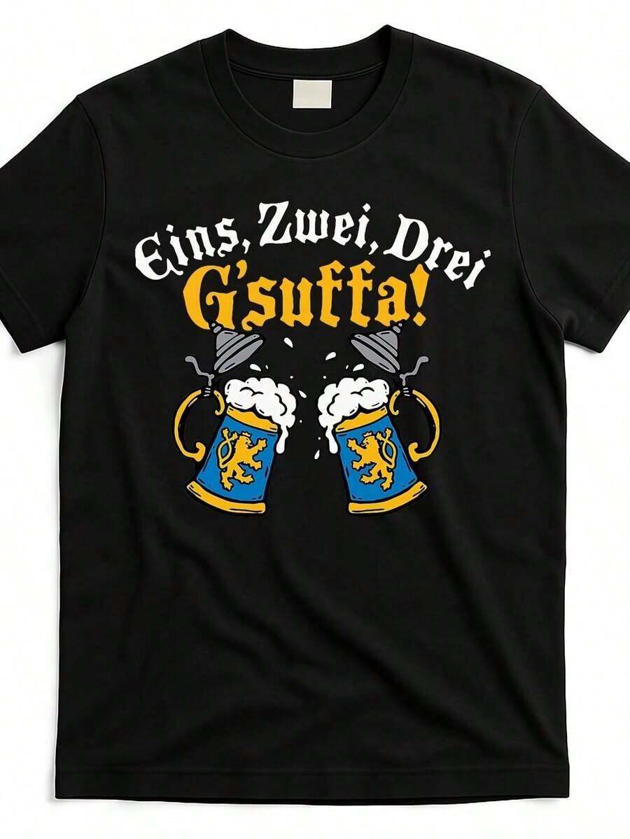 Oktoberfest uno dos tres gsuffa! t shirt oez6160365 at black product imageCamia deptiva de suave, cte atlético, cuello redondo, cómoda para crer, entrenar, ropa de calle y atuendos casuales de diario. - Negro - Ver 1