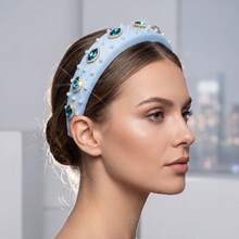Fashionable, Elegant,, Sweet, Solid Color,-Embellished, Pearl, Wide-Brimmed, Knotted Headband, Hair Accessory, Headwear HJ0G - 咖色 - 查看 1