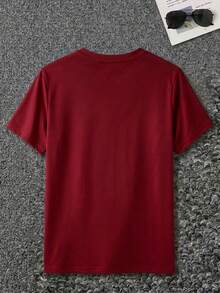 Camiseta de Estilo Urbano para Hombre, Estampado de Montaña, Arte Abstracto Colorido, Lavable a Máquina, Casual para Uso Diario, Fitness y Aire Libre| Camisetas deportivas y casuales - Burdeos - Ver 2