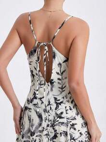 xheAveloria Frievida Vestido deslizante de gasa de estilo vintage con base blanca y estampado aleatorio verde, de bambú y aspecto de lino, con elaborada artesanía, diseño de falda acampanada, bajo romántico, técnica de impresión refinada, estilo bohemio natural, adecuado para vacaciones de verano, playa, fiesta, picnic, salida casualxhe - Multicolor 2 - Ver 4
