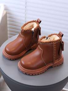Infant Boots/Infant Lightweight Soft Sole Faux Fur Warm Boots - Brown - View 2