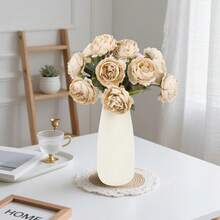 2 piezas de cabezas de flores de peonía de seda realistas, color rojo, alta simulación, adecuadas para decoración de bodas, decoración de pasteles, decoración de sala de estar en el hogar, decoración de mesas, decoración de fiestas de otoño, decoración de mesas de comedor de cosecha, decoración de árboles de Navidad/coronas, etc. - marrón claro - Ver 4