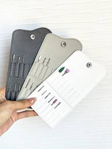 1pc Manicure Sanding Head Storage Bag, PU Nail Care Tool Organizer, Sanding Head Protective Case, Nail Art Accessory Storage Pouch - Multicolor - View 2