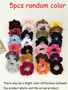 12/10/5pcs Ikat Rambut Beludru Sederhana dan Nyaman, Ikat Rambut Elastisitas Tinggi yang Modis, Aksesori Rambut Tali Rambut Serbaguna Warna Solid Bergaya Retro - MultiWarna - View 12