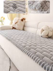 1pc All-Season Sofa Cushion Cover, Modern Minimalist Non-Slip Sofa Seat Protector, Dust-Proof And Washable Sofa Slipcover, Soft And Colorfast, Pet-Friendly, Fits L-Shaped And 1/2/3/4-Seat Sofas For Bedroom, Office, Living Room - Light Grey - View 1