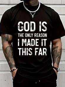 100% Cotton Man Of God I Jesus T-Shirt Women's Men Graphic Tee - 黑色13 - 查看 1