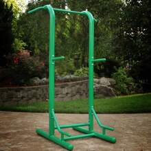 Pull Up Bar Tower & Dip Station, Free Standing Outdoor Home Gym Equipment, Green - Adjustable And Portable Workout Stand For Calisthenics Body Weight Training - Default - View 2