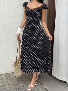 Women Midi Dresses - Black and White - View 2