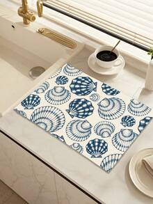 1pc Vintage Blue & White Shell Pattern Linen Table Runner, Suitable For Holidays, Parties, Birthdays, Dinners, Kitchen & Dining Room Decor, Shoe Cabinet Cover, All-Season Home Decor & Textile - Multicolor - View 12