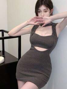Women Short Dresses - Dark Grey - View 10