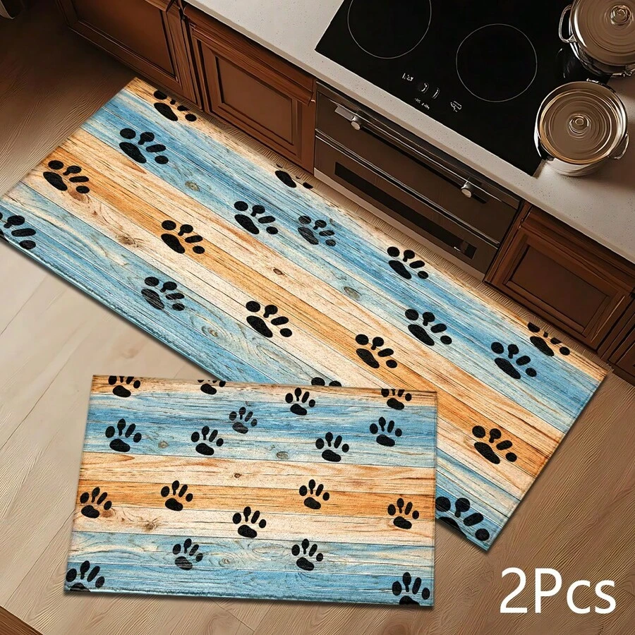 2D Paw Print Cat Pattern, Bedroom Door Mat, Daily Decorative Floor Mat Home Porch Decor, Suitable For Entrance, Porch, Indoor - Soft, Durable, Machine Washable Floor Covering, Suitable For Living Room, Bathroom, Bedroom, Game Room, Laundry Room, Dorm Decor - Multicolor - View 1