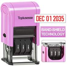 Automatic Date Stamp With Ink Pad, Commercial Use, 12 Years, Purple Black Mint Green Base, Black Red Ink, 2024-2035 - Single Piece - View 15