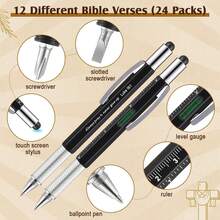 24 Set Father Day Gifts Bulk For Men 6 In 1 Multi Tool Pen Gift Church Multitool Pen With Bible Verse Bookmarks Screwdriver Motivational For Father's Day Christian Men Of God Gifts (Black) - A - View 4