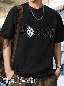 Simple And Versatile Design [Popular Style] Short-Sleeved T-Shirt With World Cup Print "Goal Celebration Style", Suitable For Shopping, Casual Fashion, House Parties, With A Goal Celebration Graffiti Design, Ideal For Daily Outings, Meeting With Friends, Dinners Out, Travel And Business Trips, A Gift For Football Fans, Cotton T-Shirt. - 黑色 - 查看 2