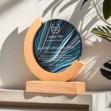 1pc Customized Round Crystal Trophy, Team Anniversary Medal Home Decor Engraved Colorful Image & Text, Home Kitchen Holiday Decoration - Laser Engraving (no Color 0) - View 3