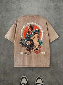 Camiseta Vintage Lavada con Estampado a Doble Cara (Camiseta de Algodón 230), Camiseta con Tatuaje Cristiano, Camiseta con Escritura, Camiseta Cristiana para Hombre y Mujer, Camiseta con Tatuaje Estilo Antiguo, Camiseta de Algodón de Moda Urbana Cristiana, Lucas 10:19 - Blanco - Ver 2