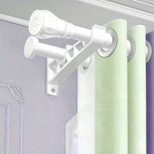 2 Sets Double Layer Curtain Rod Brackets, Metal Curtain Rod Support Brackets, Black Heavy Duty Curtain Rod Brackets With 4 Screws And Expansion Tubes, Suitable For Curtain Rod Wall Mounts, Can Support Up To 110.23 Lbs - 2 Curtain Rod Brackets + 4 Screws and Wall Anchors - View 3