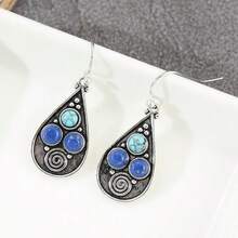 Elegant Luxury Synthetic Turquoise Earrings, Fashionable Exquisite Party Jewelry, Excellent Gift Choice - Silver - View 4