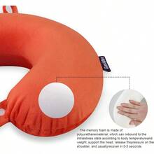 Orange Foam Velvet Travel Neck Pillow Airplane Car Train - 橘色 - 查看 3