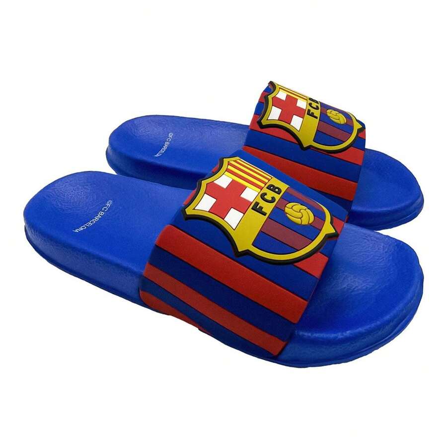 FC Barcelona Flip-Flops For Boys And Girls - Blue Children's Sandal With Barça And Maroon Stripes, 100% PVC Rubber, Lightweight And Comfortable - Option 1 - View 1