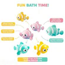 Mainan Mandi Ikan Badut Mekanik, Mainan Air Interaktif untuk Anak-Anak, Kuning/Merah Muda/Hijau/Ungu, Teman Mandi yang Menyenangkan, Hadiah Terbaik untuk Ulang Tahun Anak, Warna Acak - MultiWarna - View 3